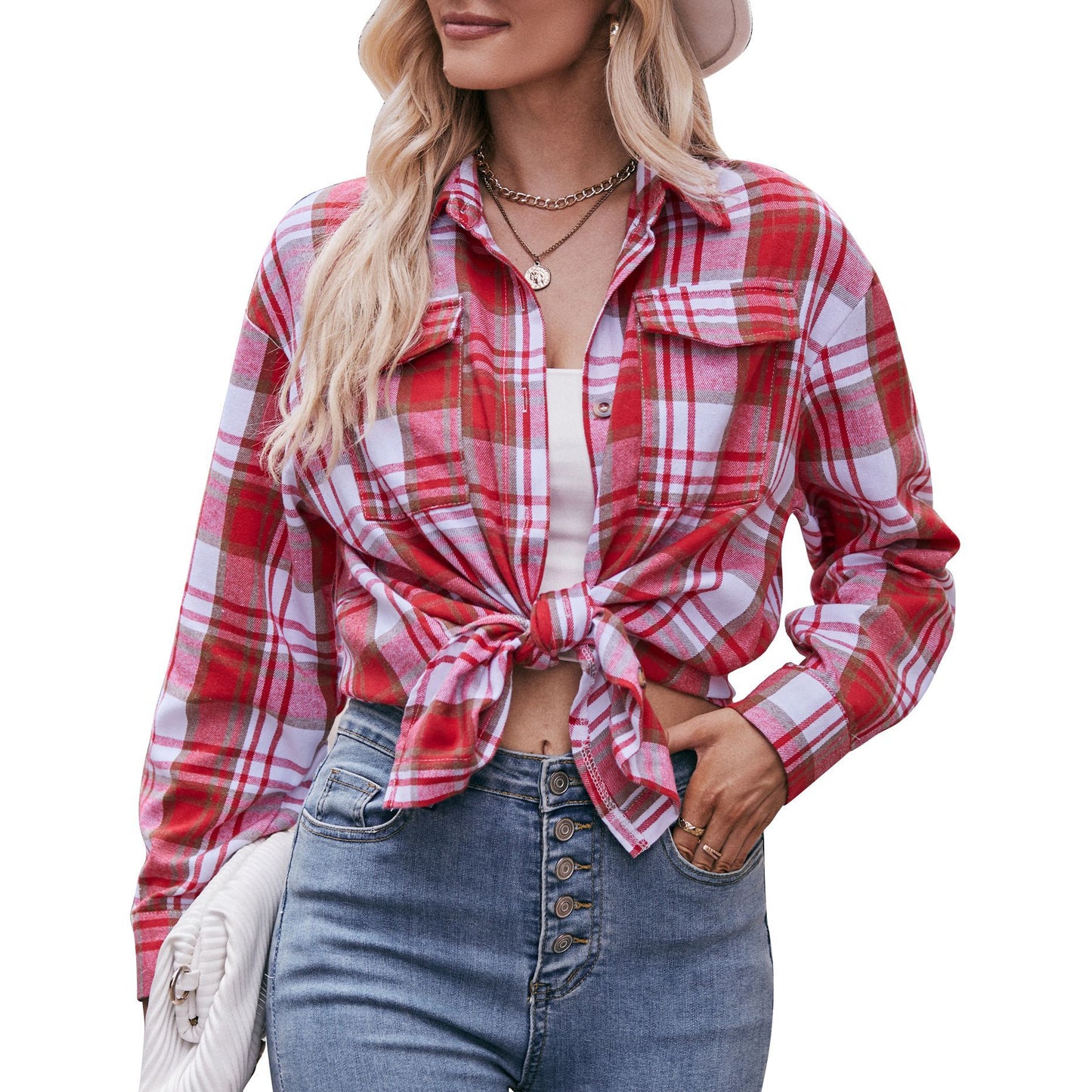Casual fashion loose plaid shirt