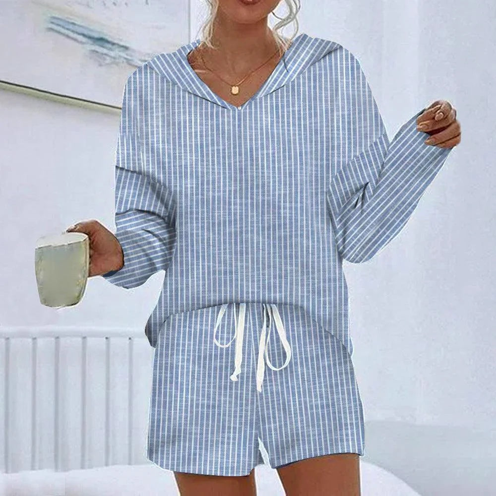 Fashion Striped Casual Sports Shorts Set Women's Two-piece Set