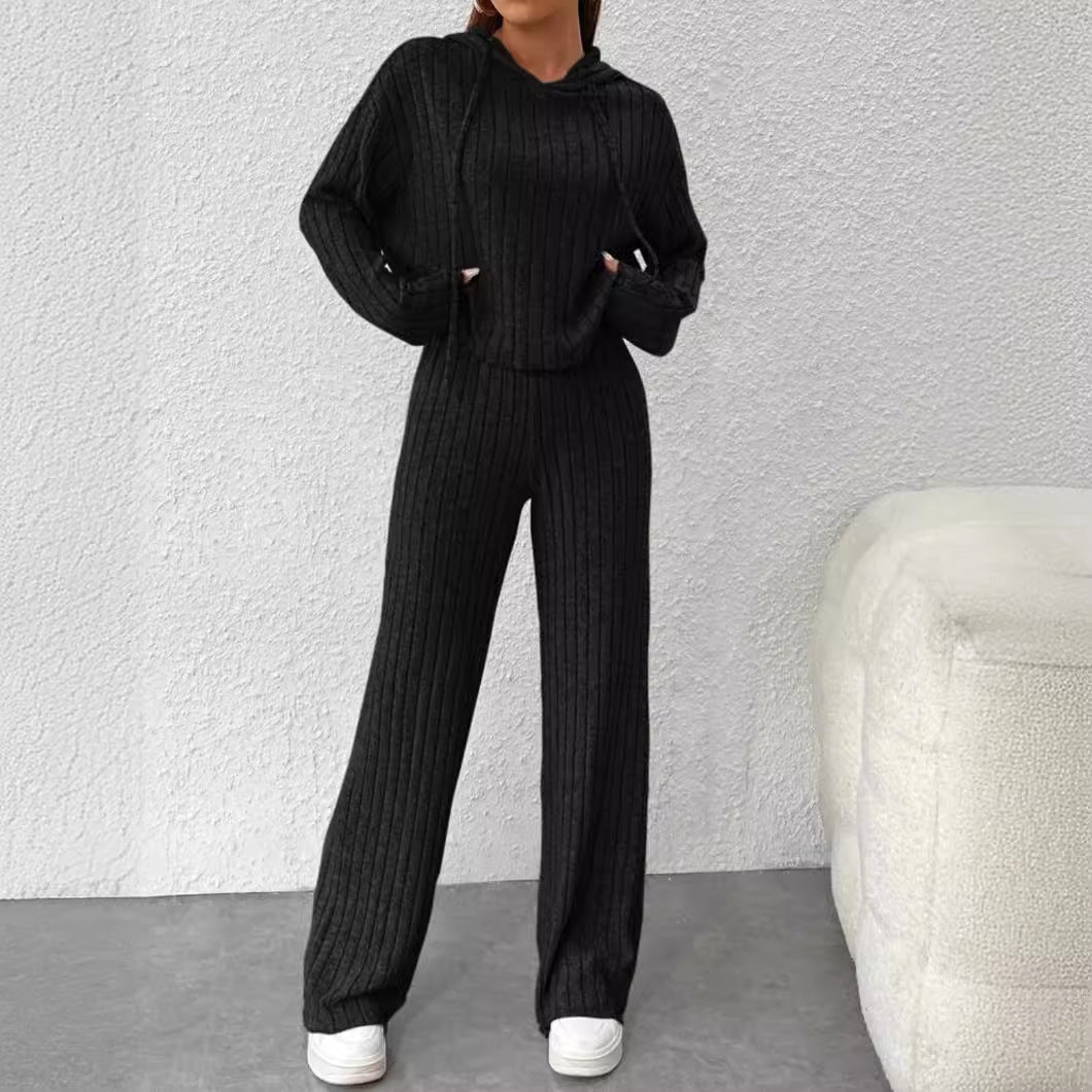 Autumn and Winter long sleeve comfortable hooded casual trousers home wear suit