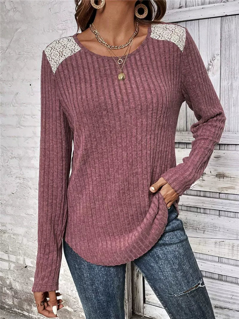 New Autumn winter round neck long sleeved shirt women tops