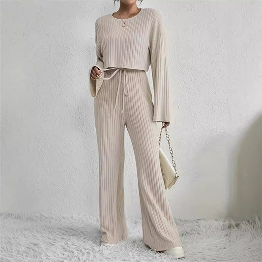 Autumn and Winter new casual homewear knitted long sleeve women's suit