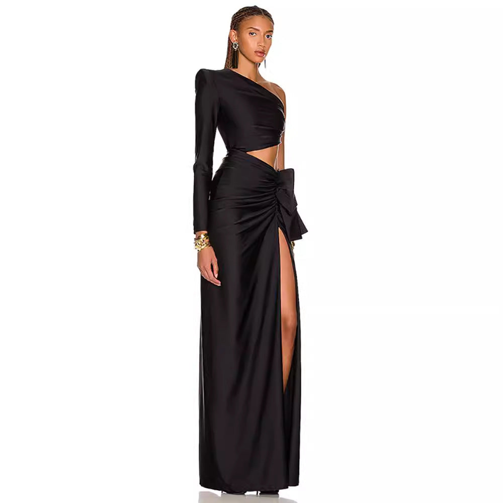 Sexy One-Shoulder Slit Dress Banquet Dresses