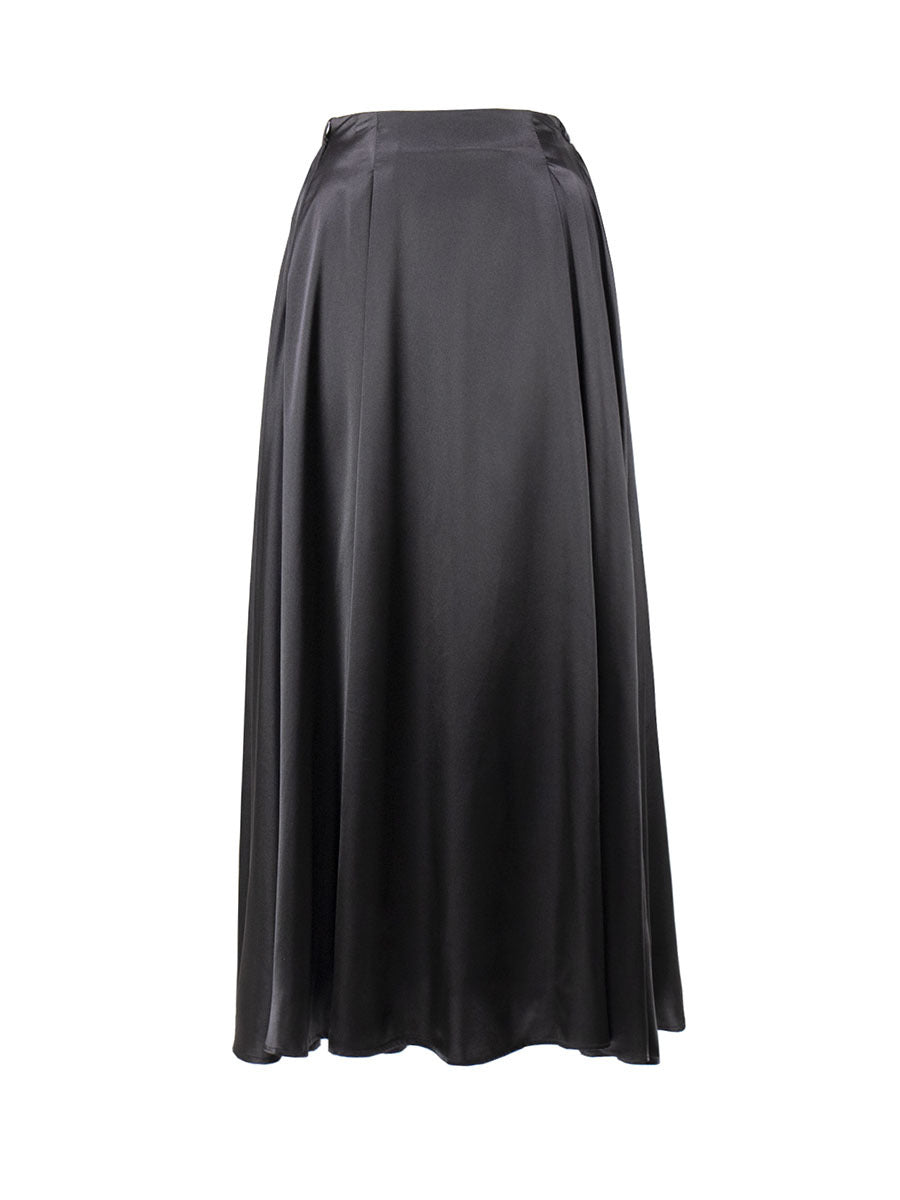 Women's skirt European and American elegant high waist satin satin long skirts