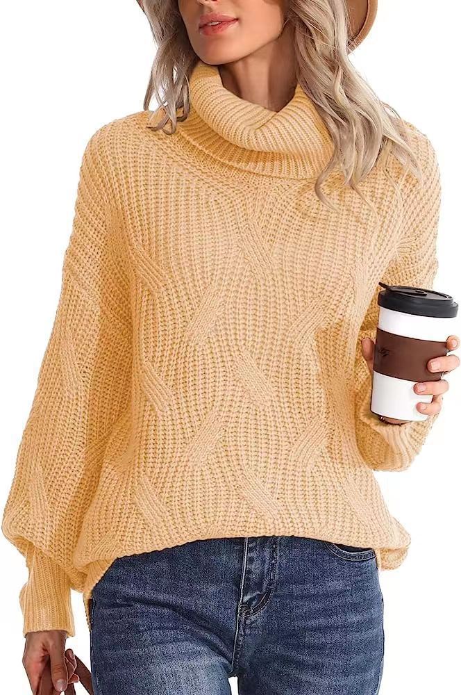 Autumn and Winter loose turtleneck twisted knitted sweater women's pullover long sleeve