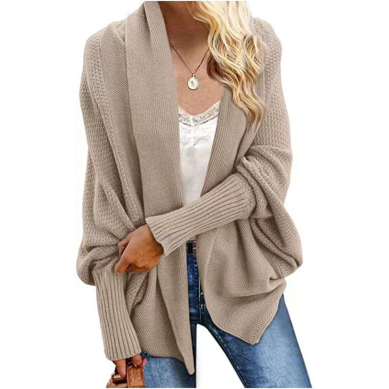 Knitted shawl sweater batwing sleeve oversized knitted cardigan sweater coat