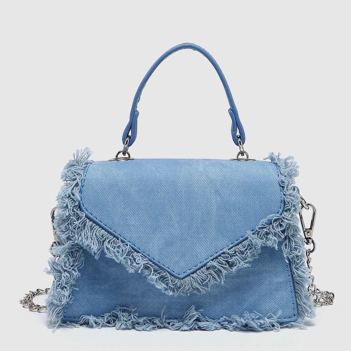 Tassel bag denim blue mini bag chain bag handbag messenger bag