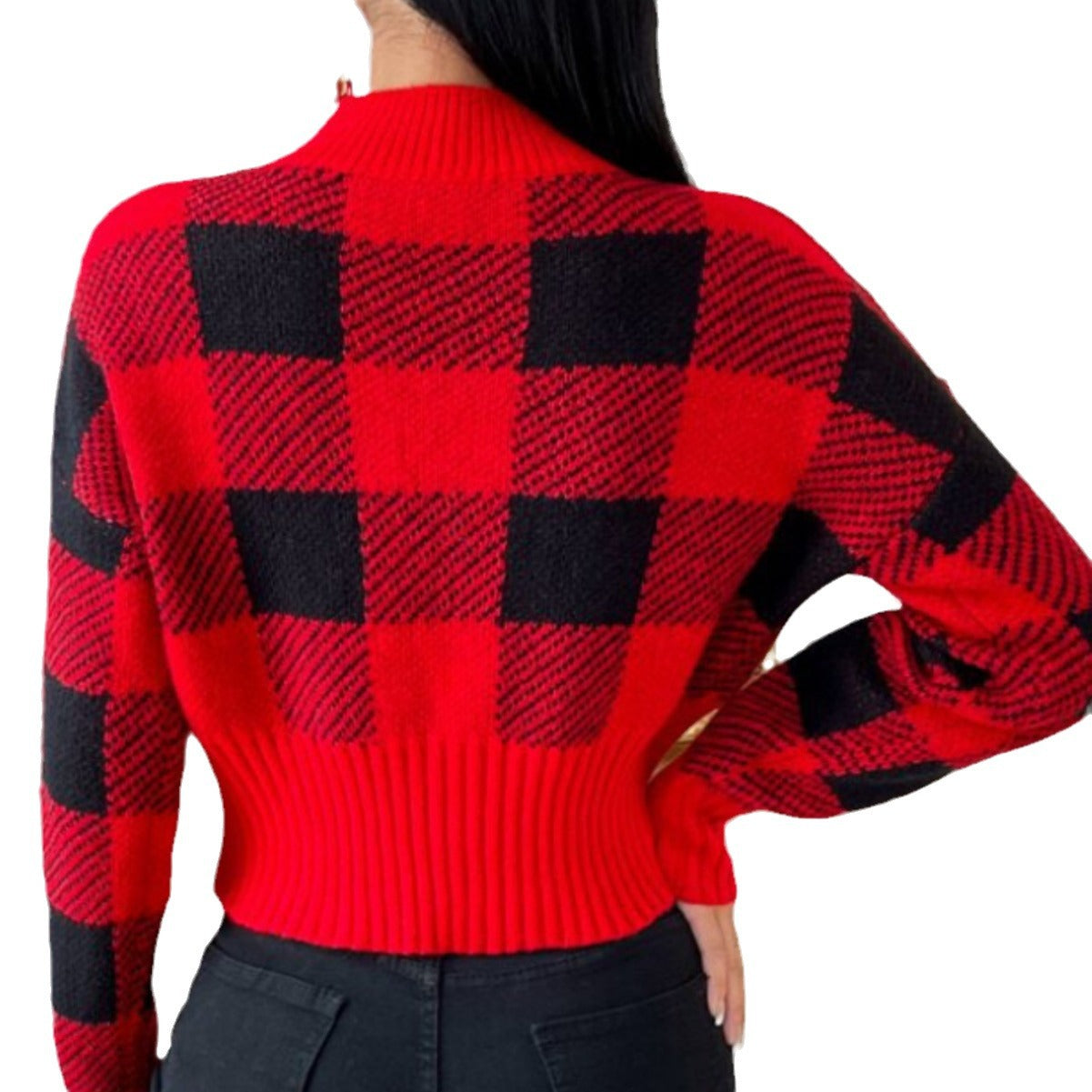 Christmas style knitted sweater autumn and winter New round neck loose jacquard plaid fashion sweater