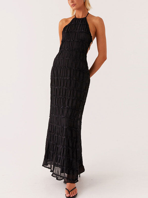 Ruched Halterneck Maxi Dress