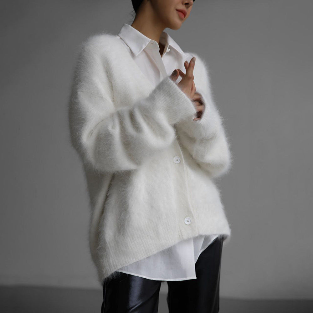 Mink-Like Knitted Sweater Cardigan Autumn And Winter Lazy