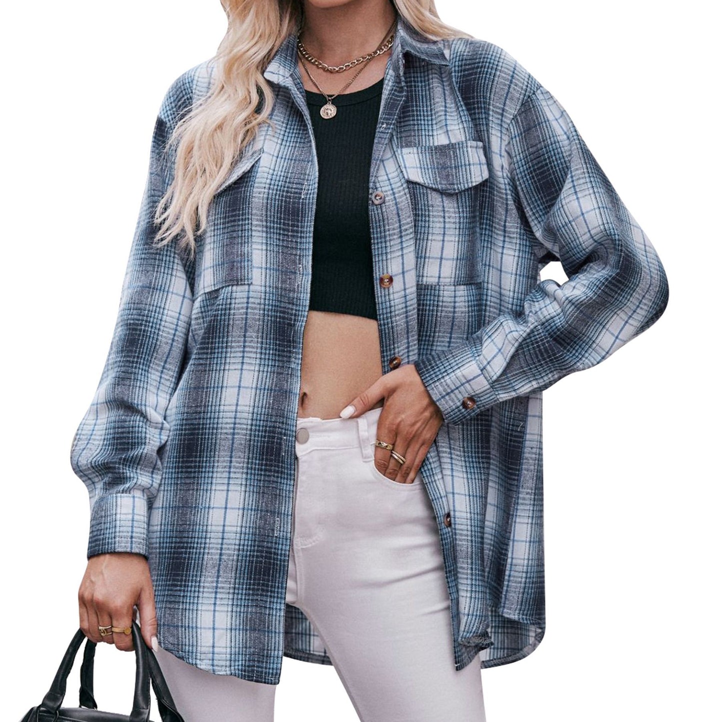 Casual fashion loose plaid shirt