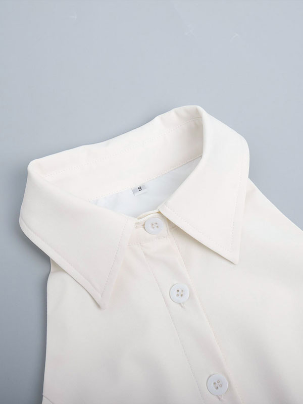 Sleeveless Halter Midi White Dress