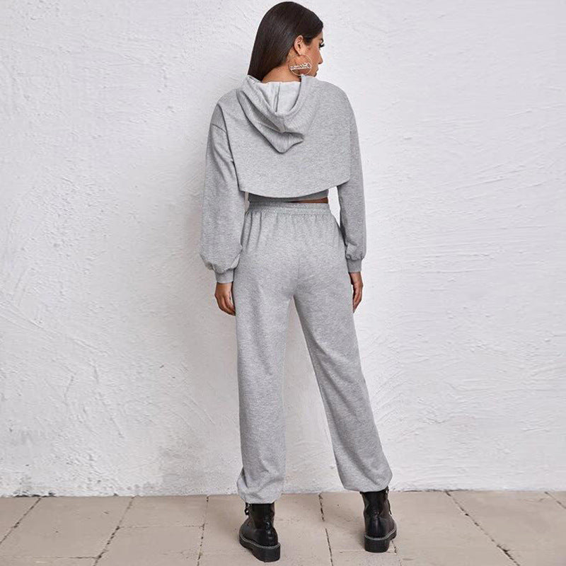 Spring hoodie loose sports slow running three-piece set