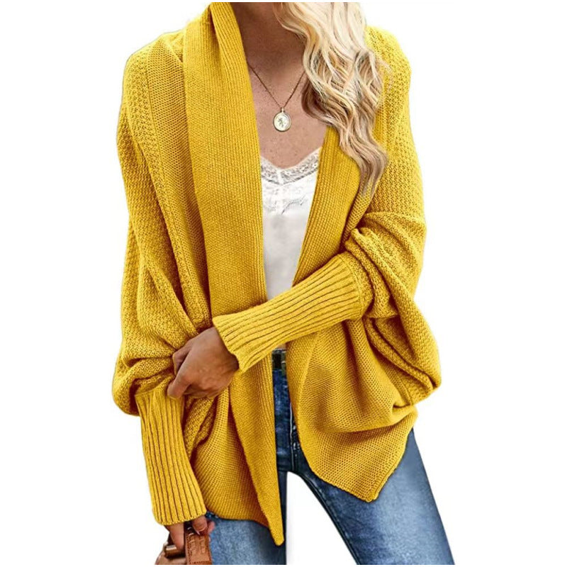 Knitted shawl sweater batwing sleeve oversized knitted cardigan sweater coat