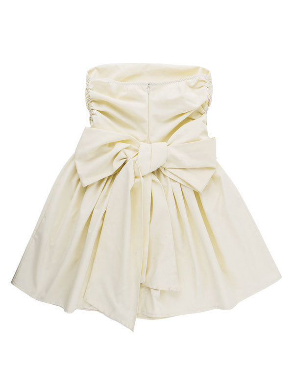 Sleeveless Back Bow Ruffle Mini Dress