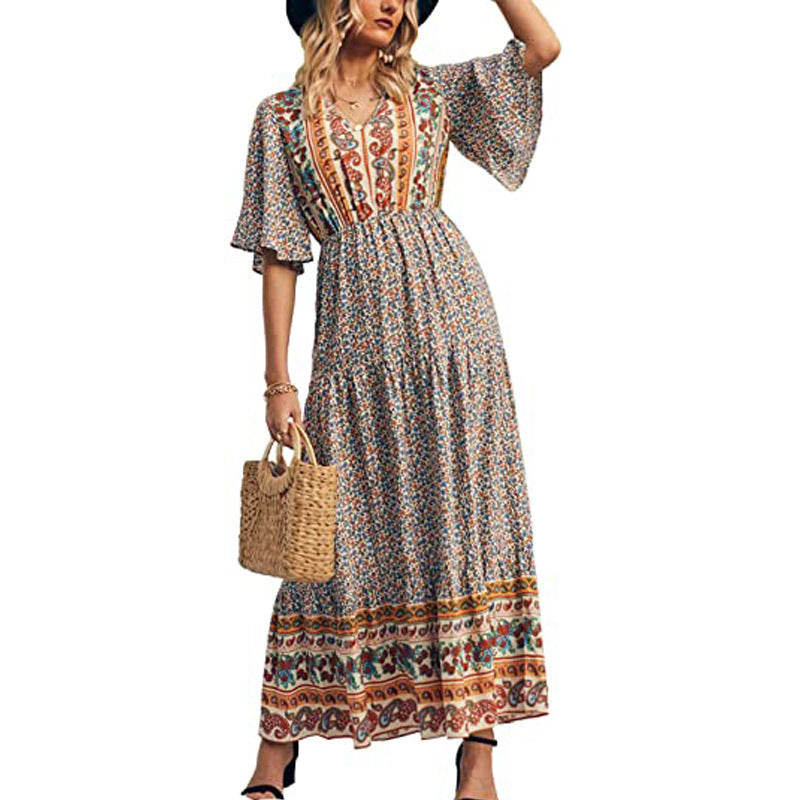 Bohemian dress beach vacation maxi dress
