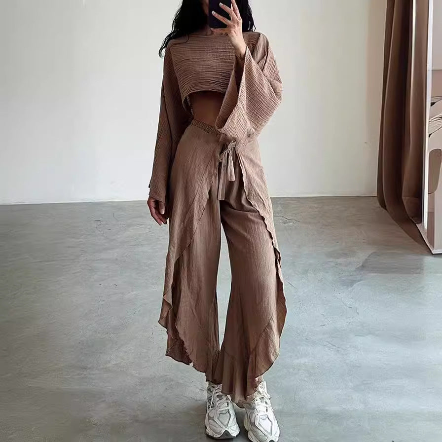 Fashion loose top + trousers two-piece suit for women