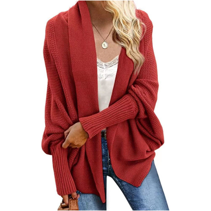 Knitted shawl sweater batwing sleeve oversized knitted cardigan sweater coat