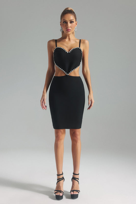 Phoebe Heart Diamond Embellished Midi Bandage Dress