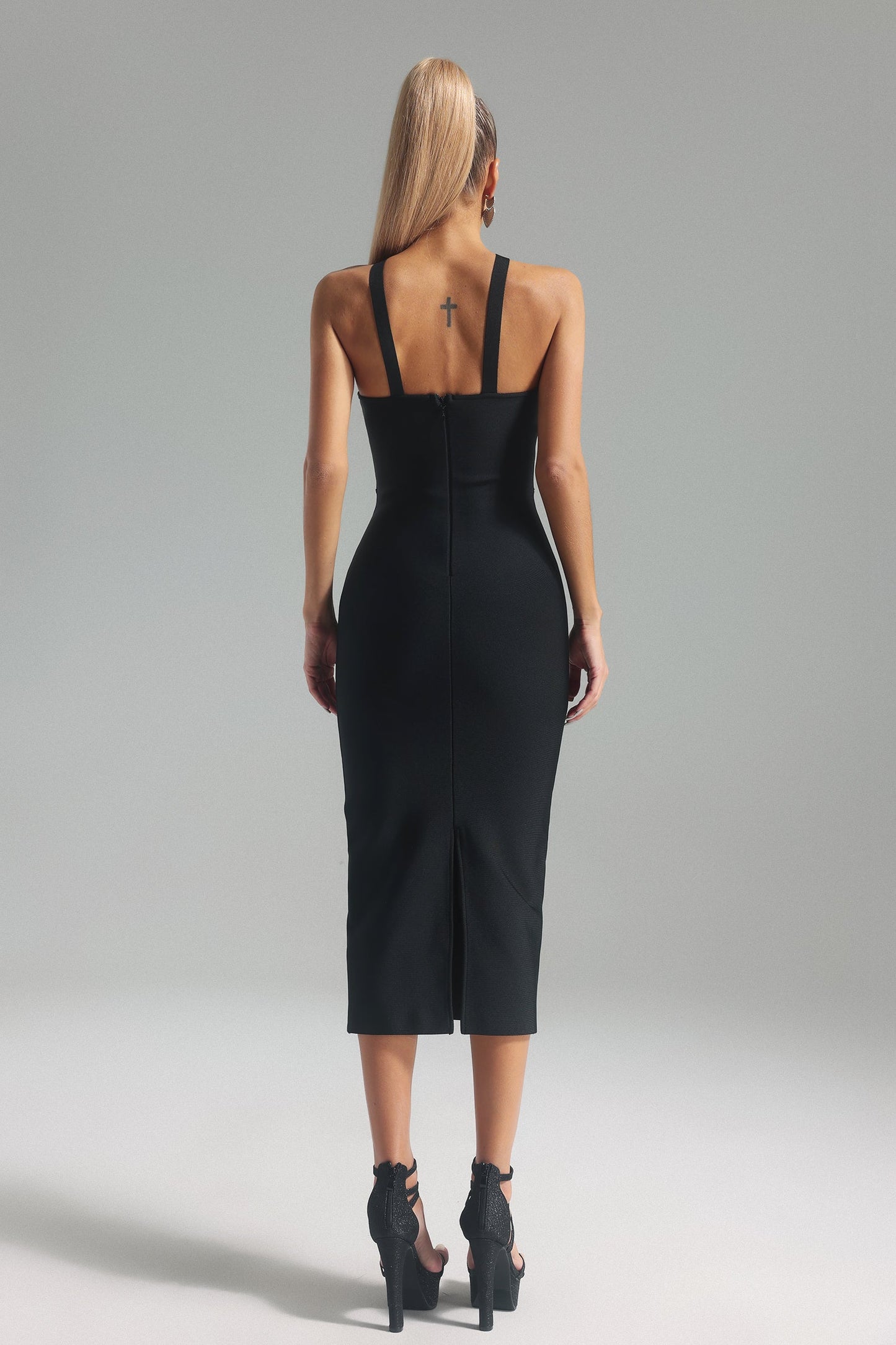 Stephanie Halter-Neck Corset Midi Bandage Dress