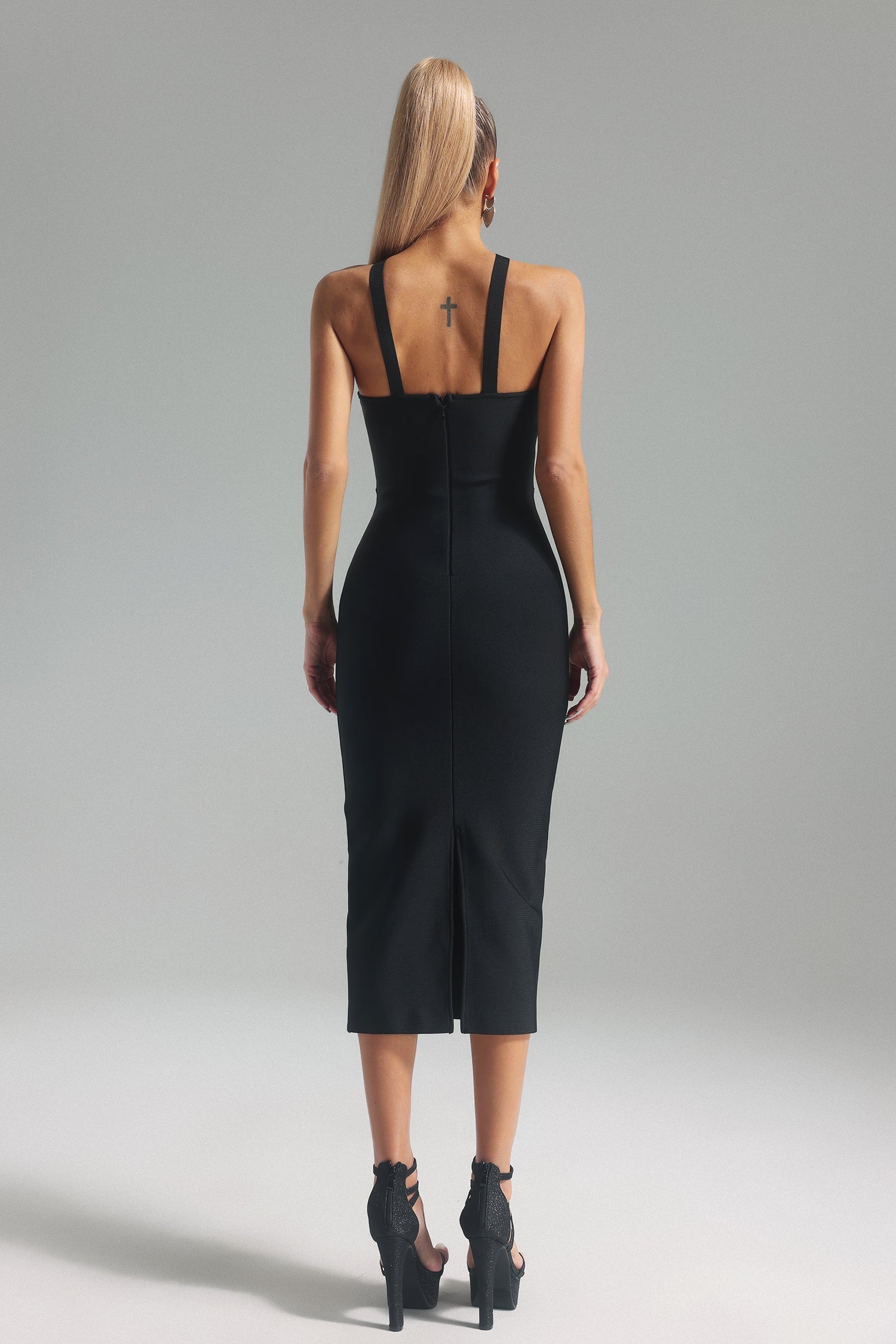 Stephanie Halter-Neck Corset Midi Bandage Dress