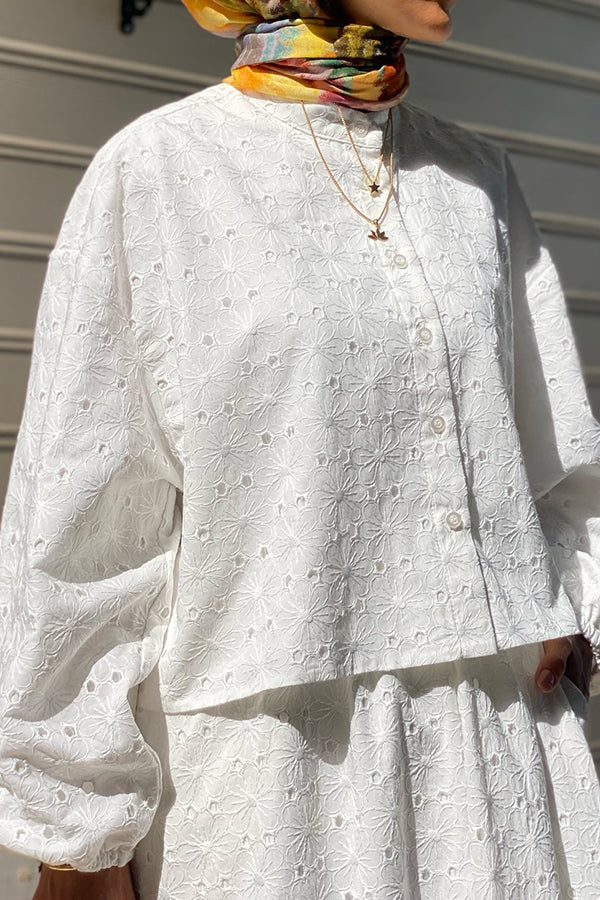 Casual Schiffy Lantern Sleeve Top & Skirt Set