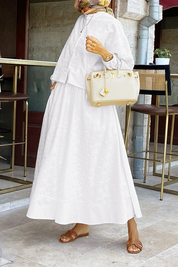 Casual Schiffy Lantern Sleeve Top & Skirt Set