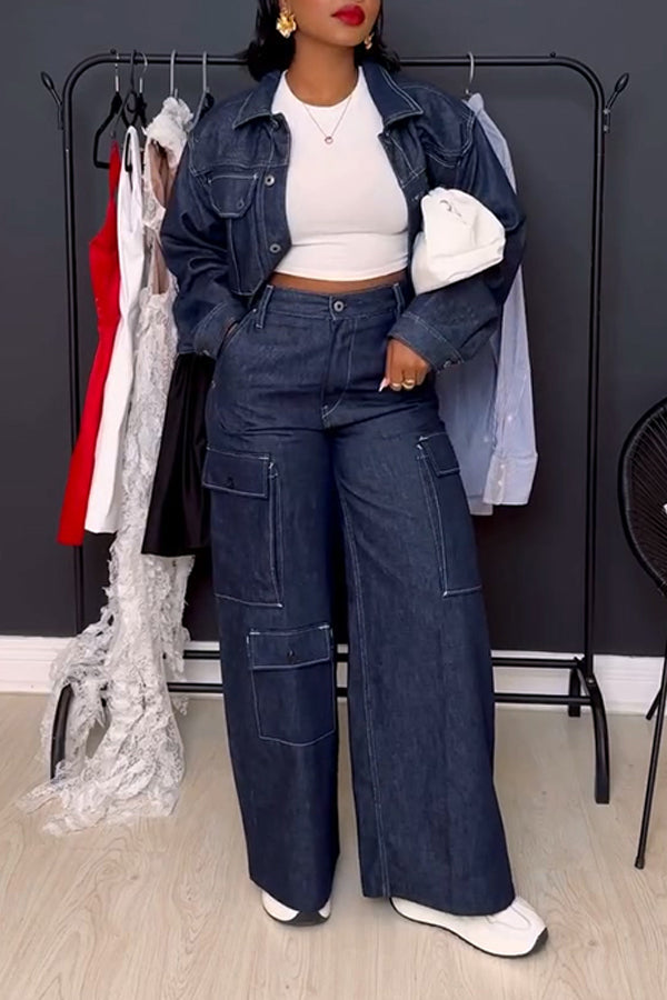 Chic Utility Pockets Cropped Jacket