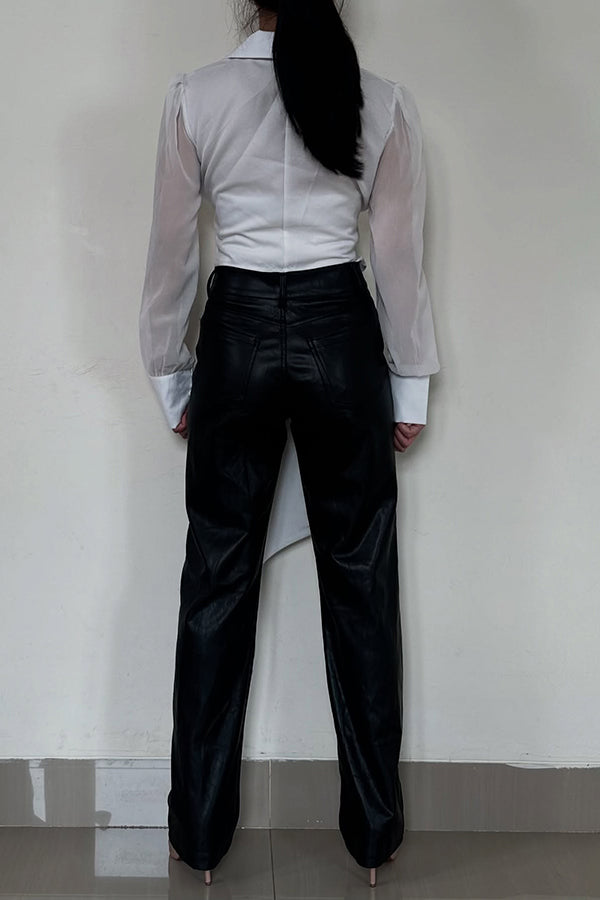 Chic Button Up Tie Front Blouse