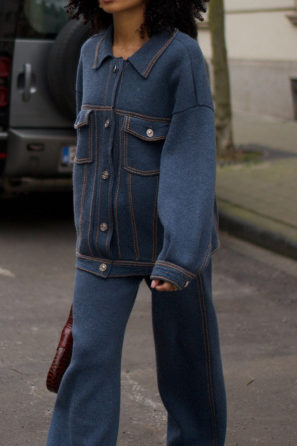 Cozy Imitation Denim Jacket & Pants set