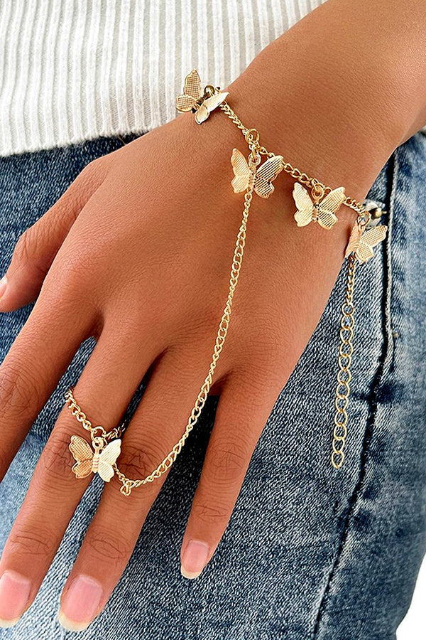 Chic Butterfly Bracelet & Ring Suit