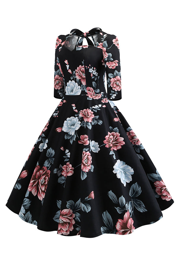 Elegant Floral Print A-line Dress