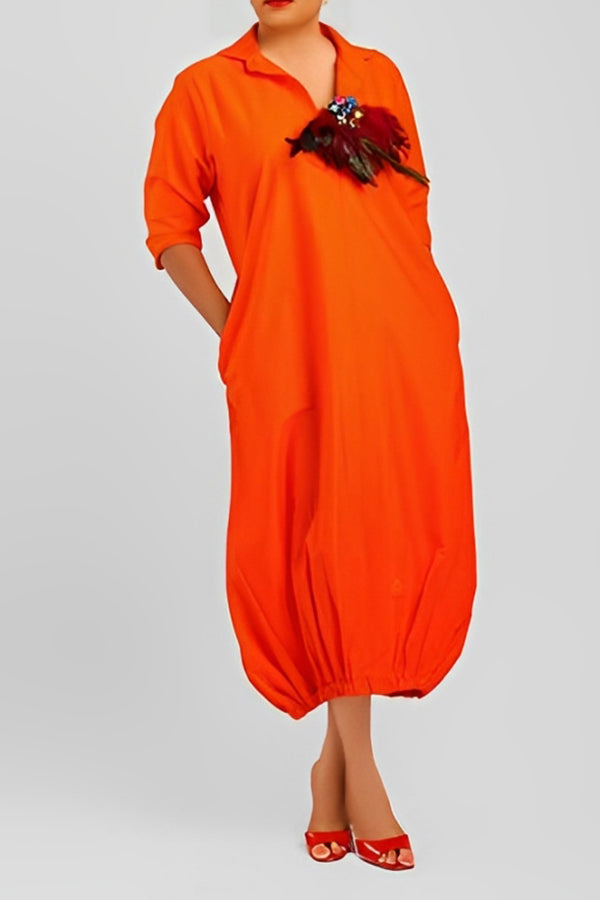 Casual Solid Balloon Hem Dress