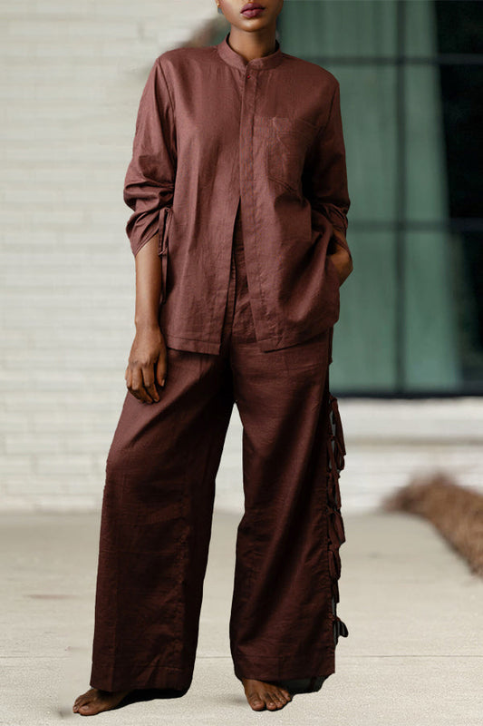 Cozy Tie Cuff Shirt & Pants Set