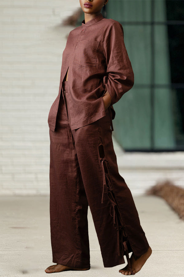 Cozy Tie Cuff Shirt & Pants Set