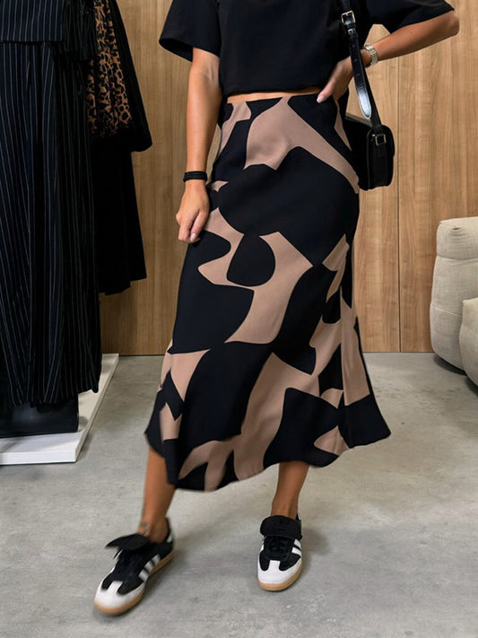 Fashion Trend High-Waisted Printed Skirt
