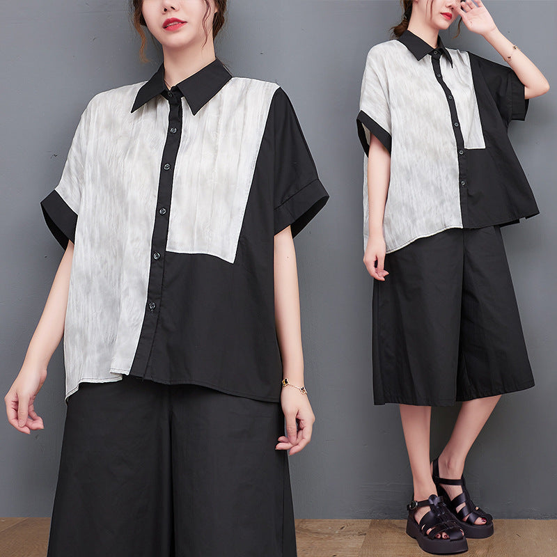 Casual Splicing Short Sleeve Shirt