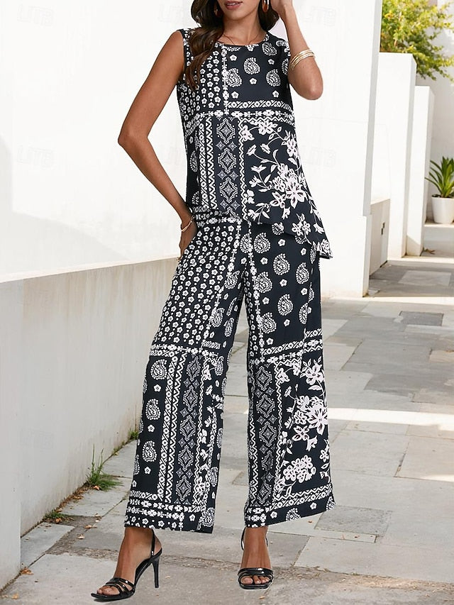 Women's Printed Loose Two-piece Set