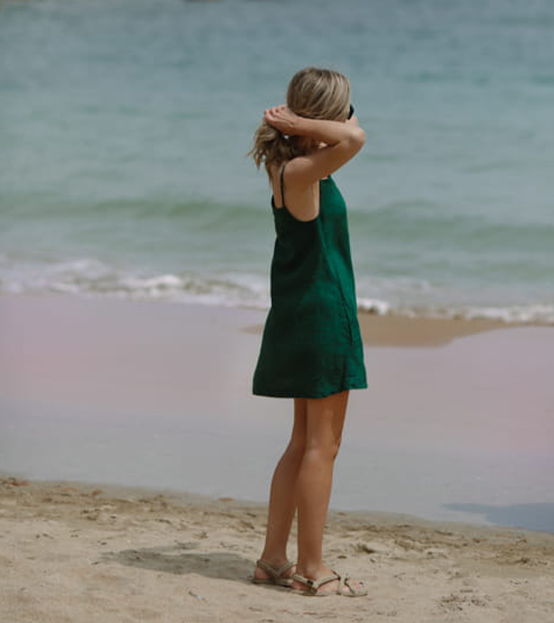 Classic A-Line  Mini Linen Slip Dress