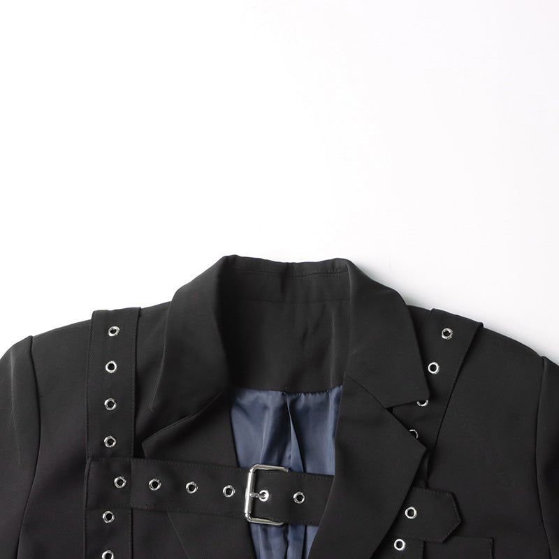 Personalized Studded Buckle Long Sleeve Blazer