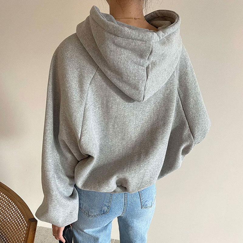 Versatile Embroidered Hooded Long Sleeve Sweatshirt