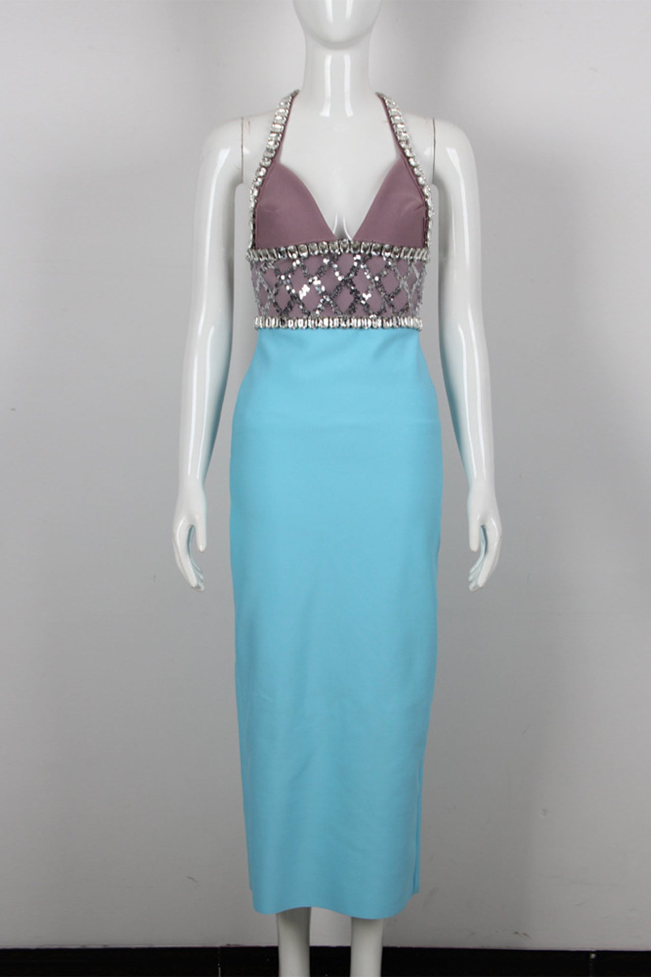 Paloma Halterneck Rhinestone Midi Dress