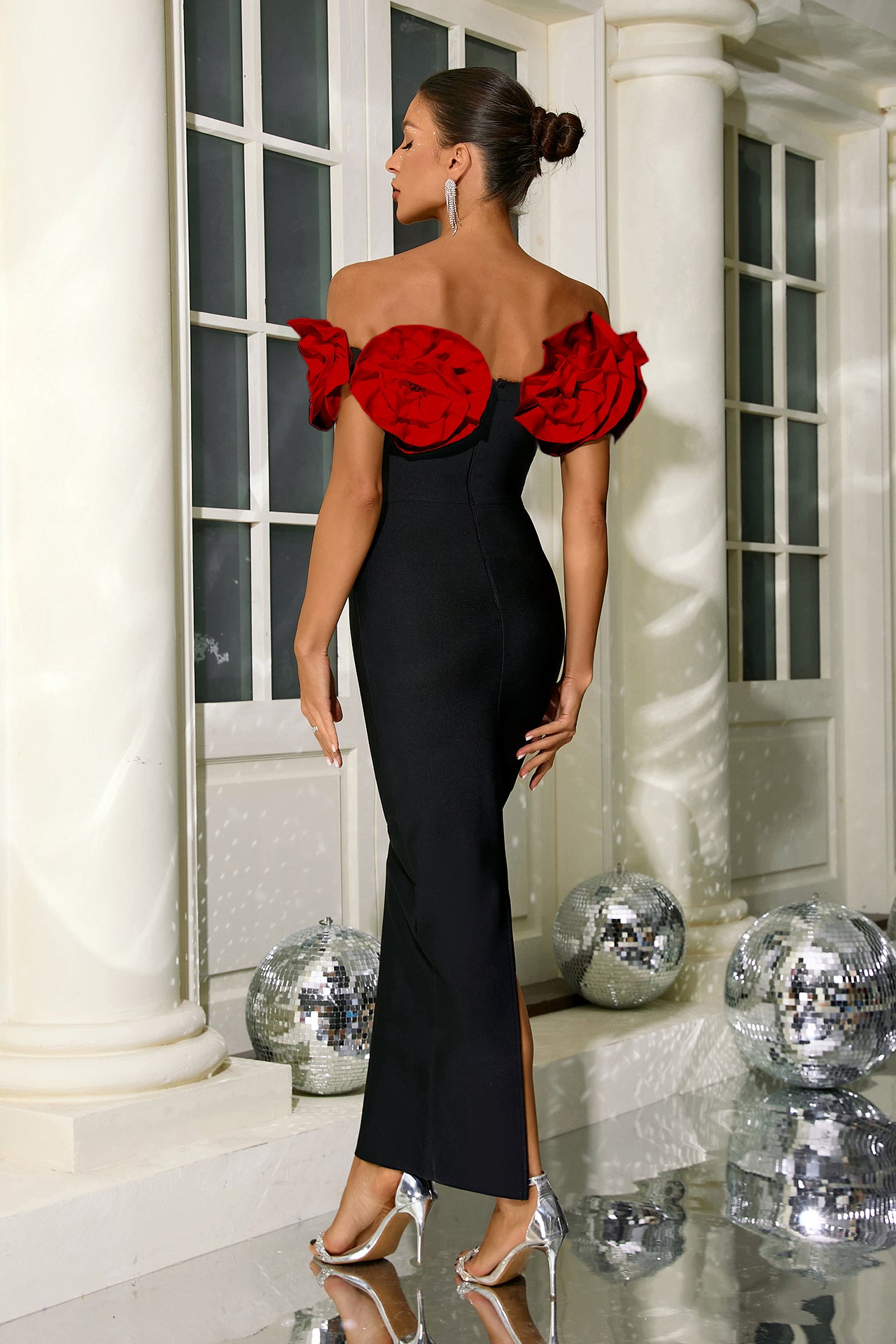 Elianna Flower Strapless Midi Dress