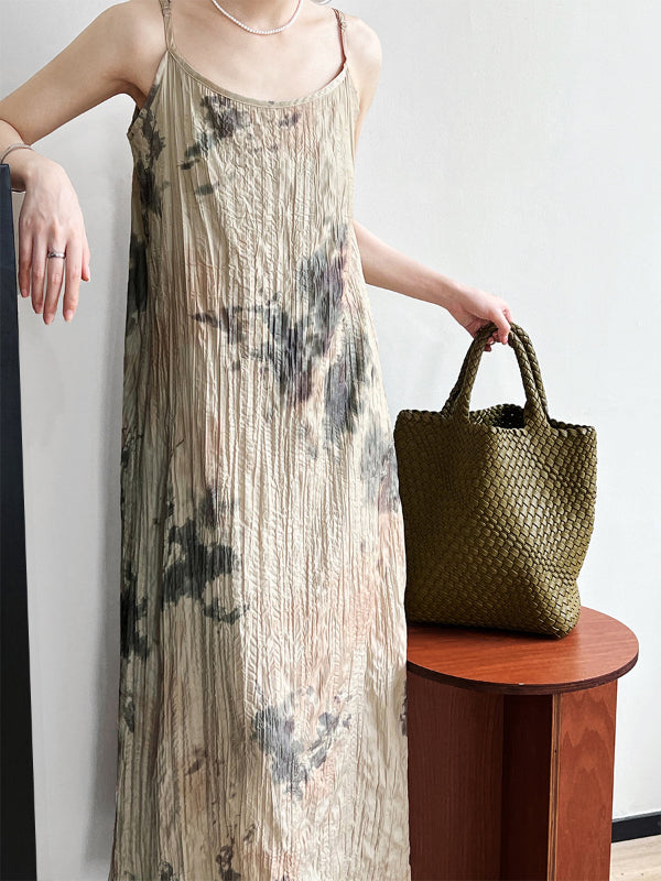 Classic Ink Painting Dye Sleeveless Midi Dress