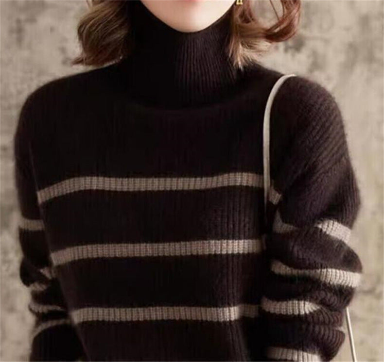 Vintage Striped Turtleneck Sweater