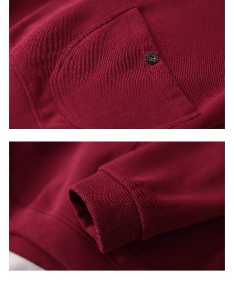 Casual Solid Color High Collar Velvet Sweatshirt