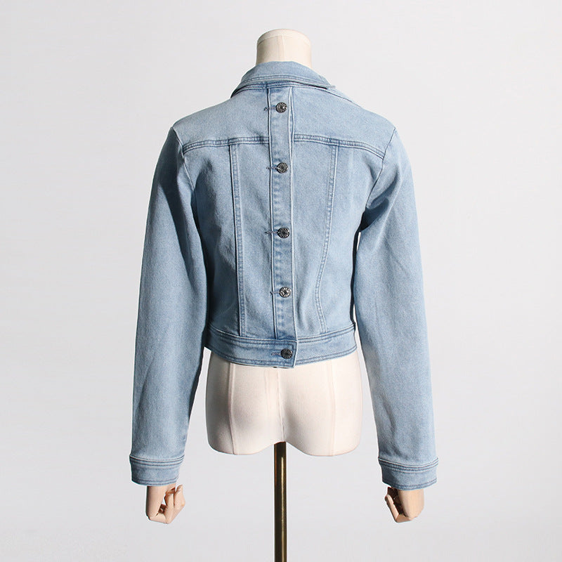Niche Design Denim Off-the-shoulder Jacket