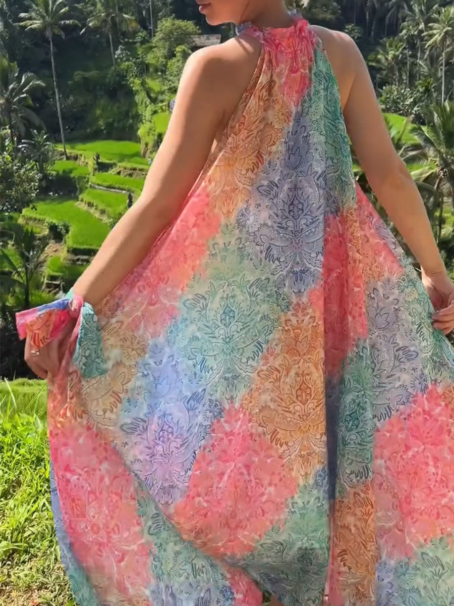 Summer vacation colorful printed dress