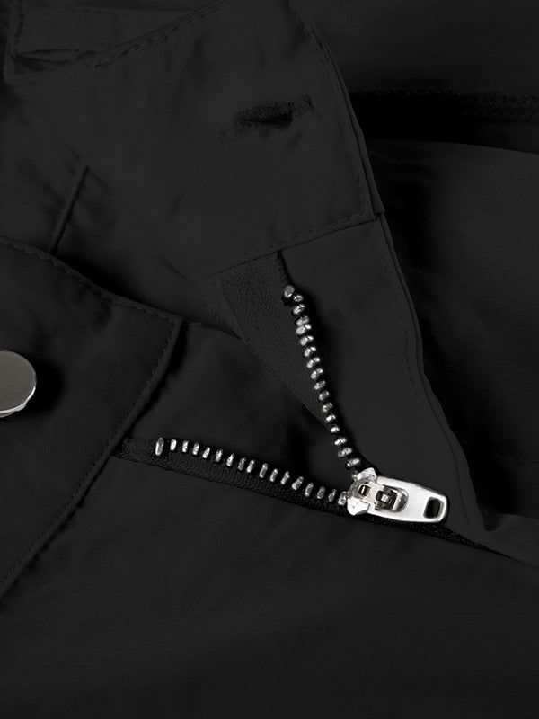 Loose Wide Leg Drawstring Pockets Solid Color Pants Trousers