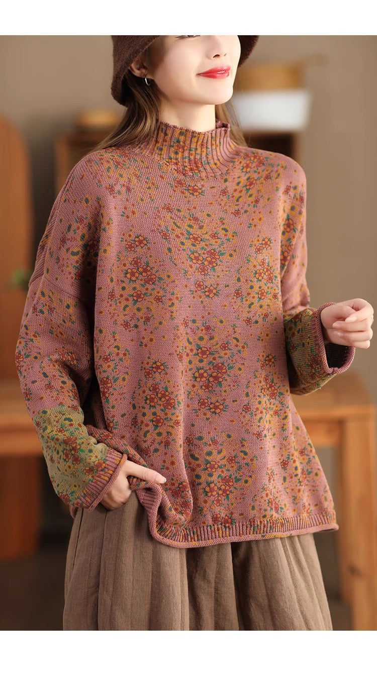 Vintage Cotton Thread Floral Knit Sweater