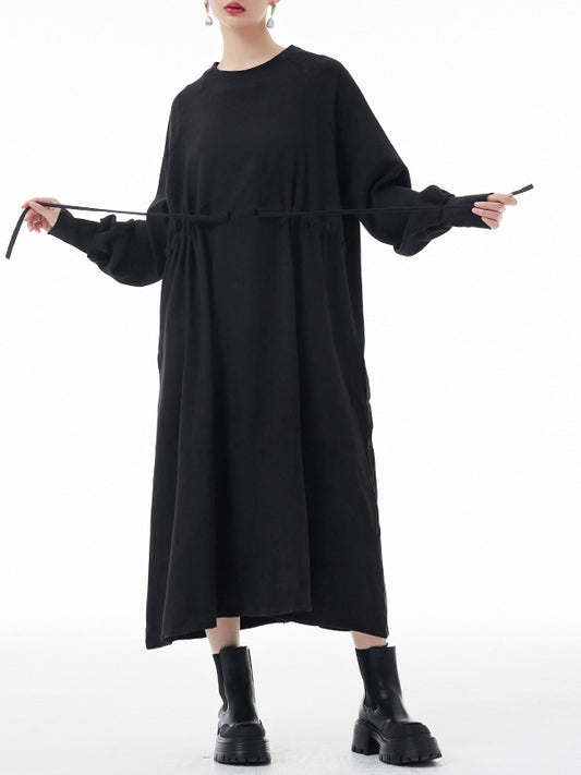 Personalized Tight Waist Long Sleeve Midi Dress